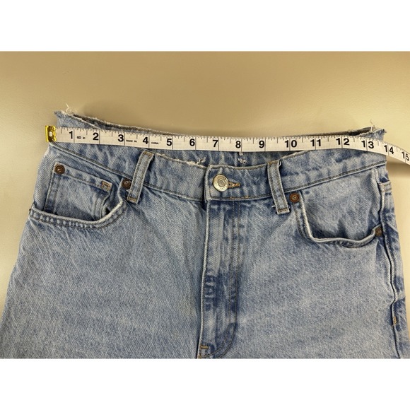 Zara The 90s Wide Full Length High Rise Raw Hem Frayed Jeans Size 6 / 28 READ - Picture 6 of 12